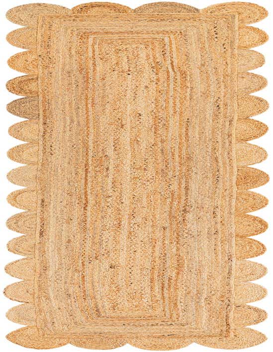 2' 7 x 10' Hand Woven Scallop Braided Jute Runner Rug