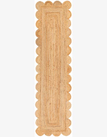 Natural Hand Woven Scallop Braided Jute Runner Rug