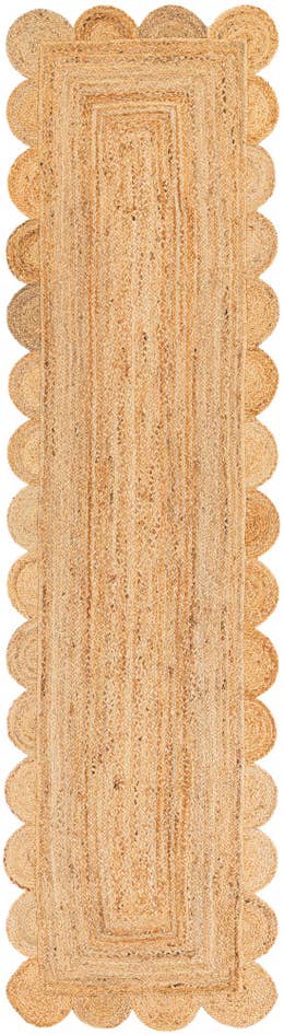 Detail image of 2' 7 x 10' Hand Woven Scallop Braided Jute Runner Rug