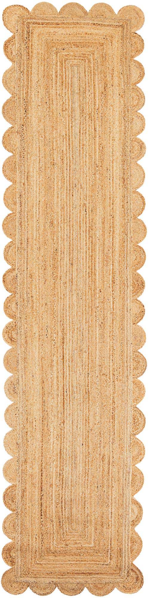 2' 7 x 12' Hand Woven Scallop Braided Jute Runner Rug