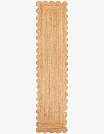 2' 7 x 12' Hand Woven Scallop Braided Jute Runner Rug