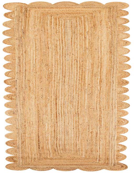 3' 3 x 14' 1 Hand Woven Scallop Braided Jute Runner Rug