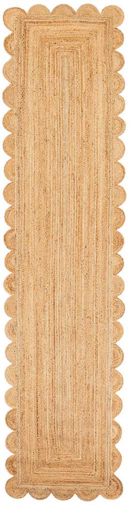 100cm x 430cm Hand Woven Scallop Braided Jute Runner Rug