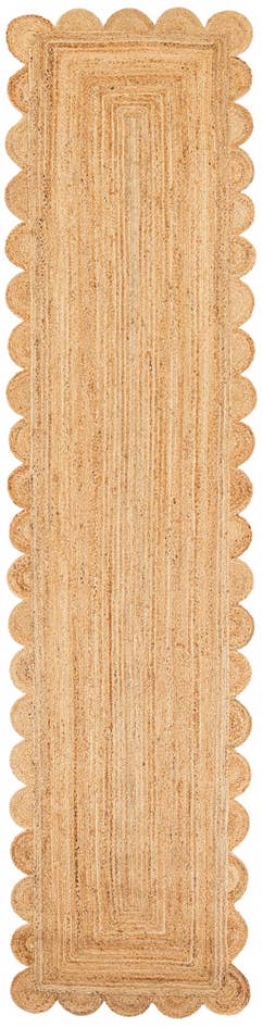 Detail image of 3' 3 x 14' 1 Hand Woven Scallop Braided Jute Runner Rug