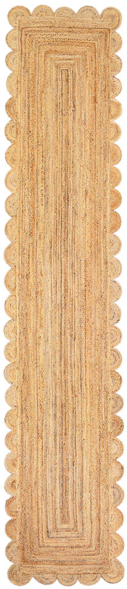 3' 3 x 16' 1 Hand Woven Scallop Braided Jute Runner Rug