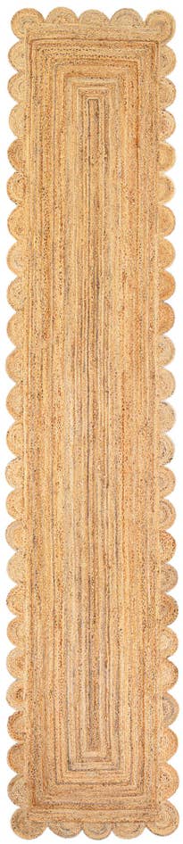 Detail image of 3' 3 x 16' 1 Hand Woven Scallop Braided Jute Runner Rug
