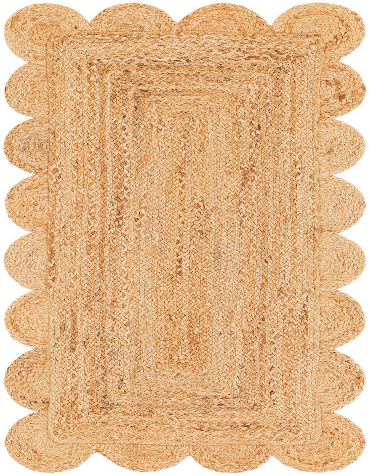 Detail image of 2' x 4' 1 Hand Woven Scallop Braided Jute Runner Rug