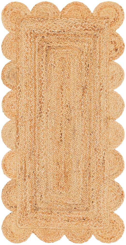 60cm x 125cm Hand Woven Scallop Braided Jute Runner Rug