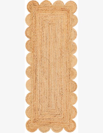 Natural Hand Woven Scallop Braided Jute Runner Rug