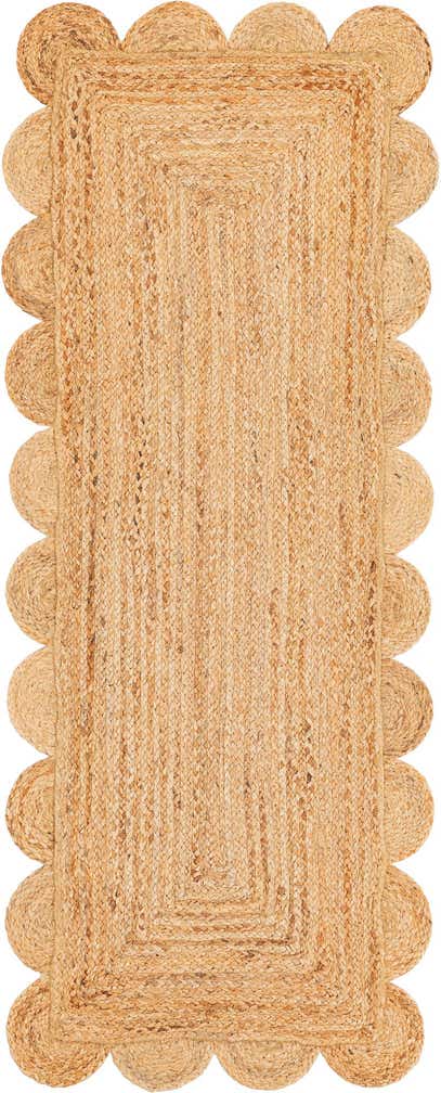 2' x 5' 1 Hand Woven Scallop Braided Jute Runner Rug