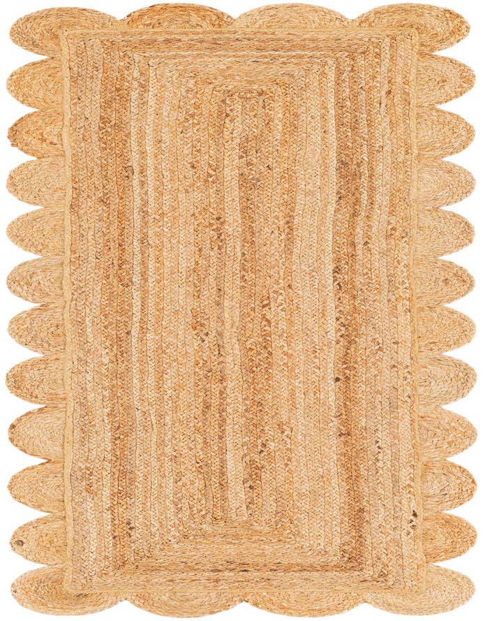 Detail image of 2' x 6' 1 Hand Woven Scallop Braided Jute Runner Rug