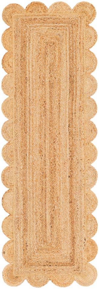 Detail image of 2' x 6' 1 Hand Woven Scallop Braided Jute Runner Rug
