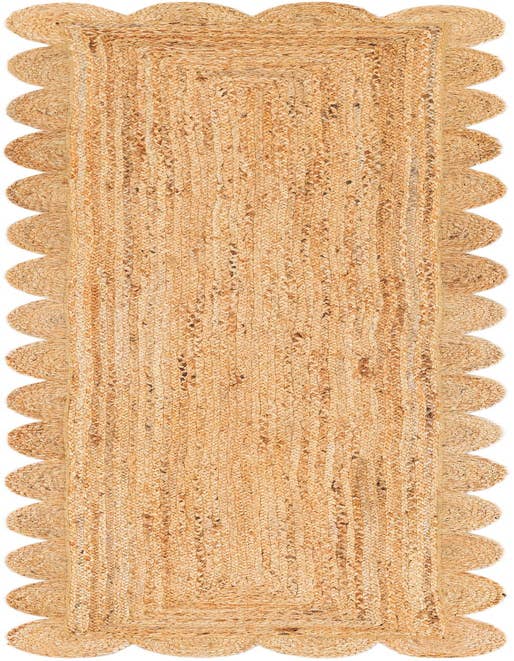 Detail image of 2' x 8' Hand Woven Scallop Braided Jute Runner Rug