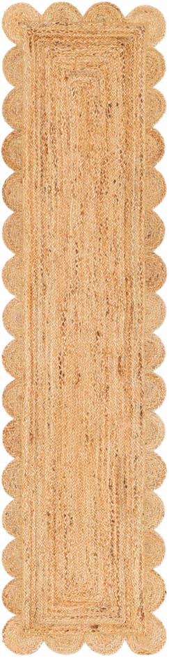 Detail image of 2' x 8' Hand Woven Scallop Braided Jute Runner Rug