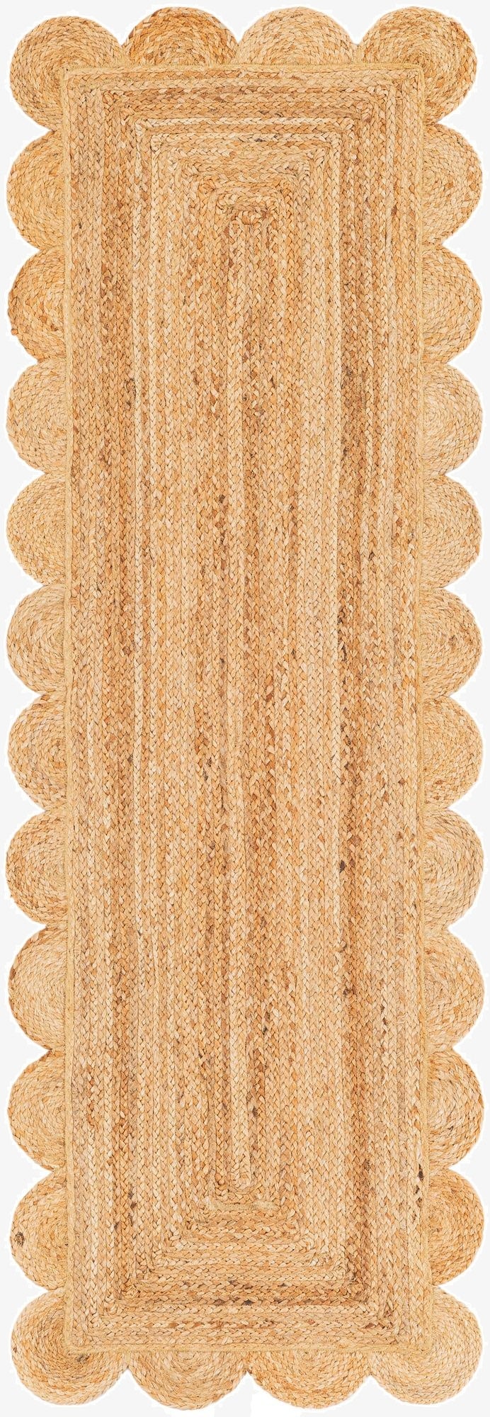 2' x 6' 1  Hand Woven Scallop Braided Jute Runner Rug