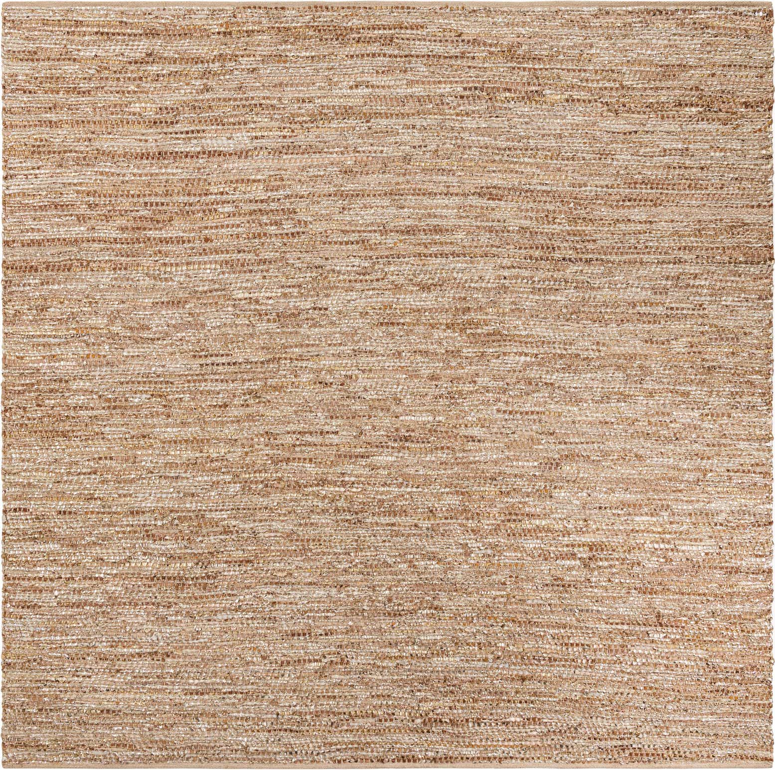 10' x 10' Hand Woven Leather Metallic Jute Square Rug