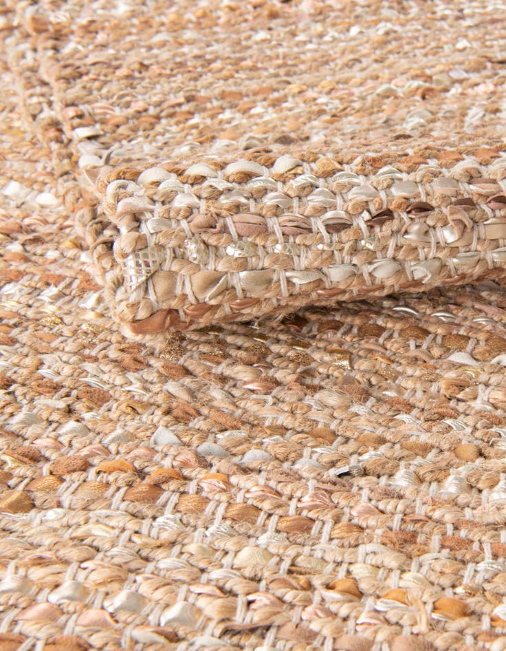 Detail image of 10' x 10' Hand Woven Leather Metallic Jute Square Rug