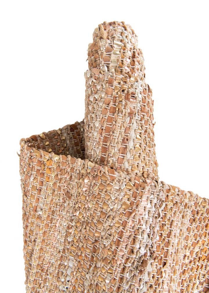 10' x 10' Hand Woven Leather Metallic Jute Square Rug