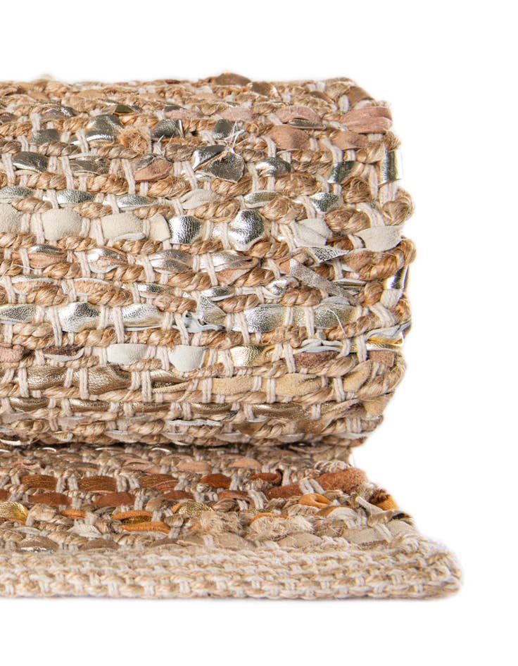 Detail image of 10' x 10' Hand Woven Leather Metallic Jute Square Rug