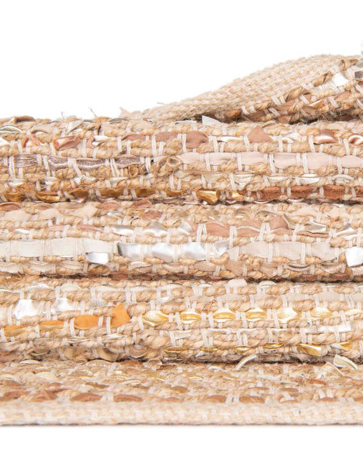 10' x 10' Hand Woven Leather Metallic Jute Square Rug