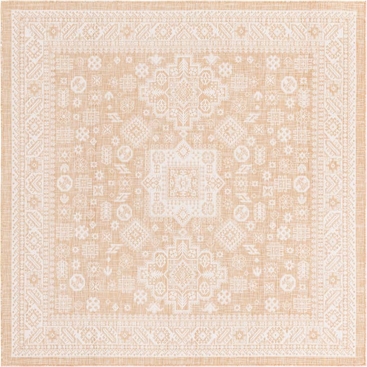 Detail image of 7' 10 x 7' 10 Easy-Clean Aztec Indoor / Outdoor Square Rug