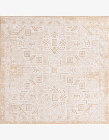 Natural Easy-Clean Aztec Indoor / Outdoor Square Rug