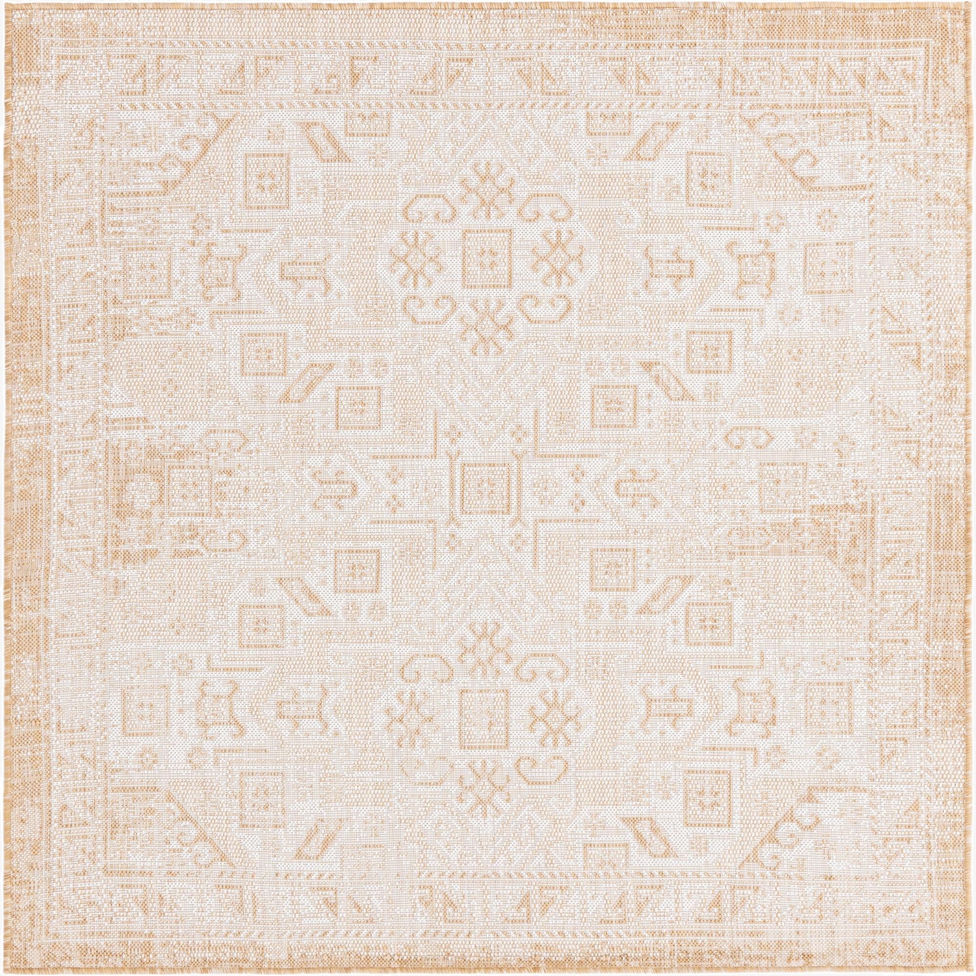 5' 3 x 5' 3  Washable Aztec Indoor / Outdoor Square Rug