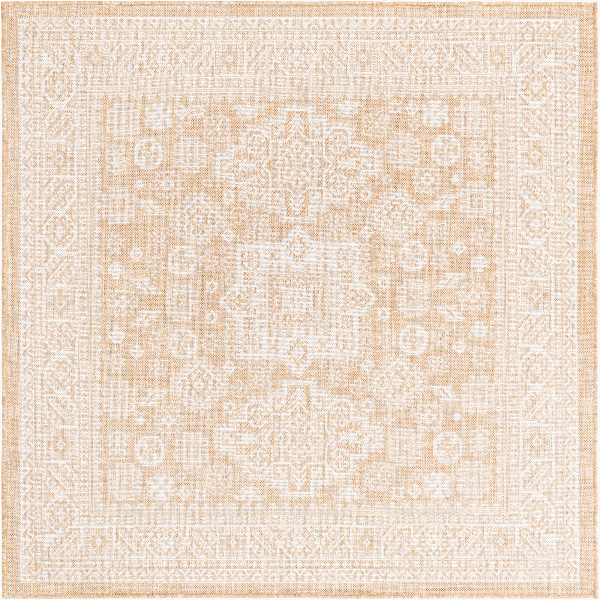 5' 3 x 5' 3  Washable Aztec Indoor / Outdoor Square Rug