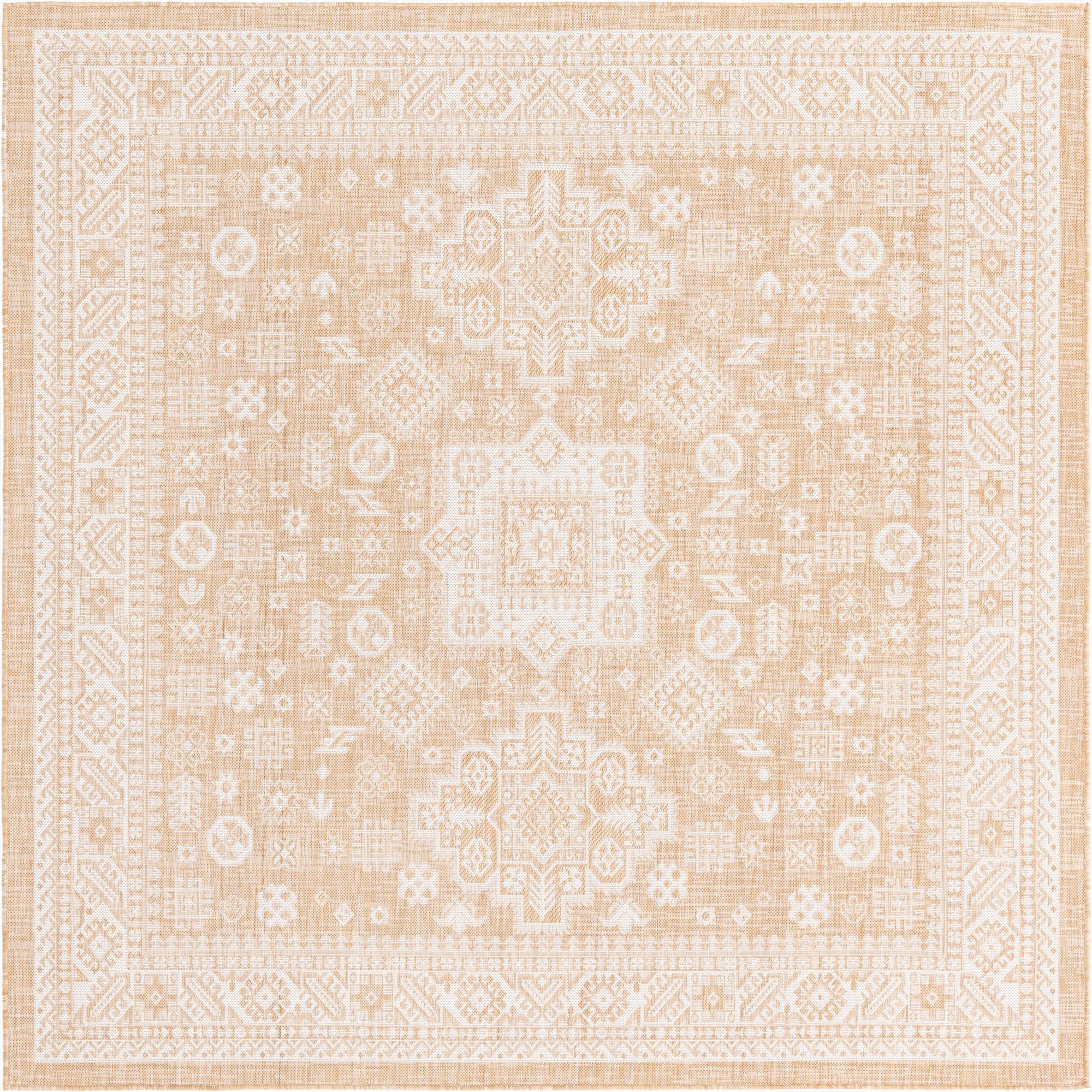 7' 10 x 7' 10  Washable Aztec Indoor / Outdoor Square Rug