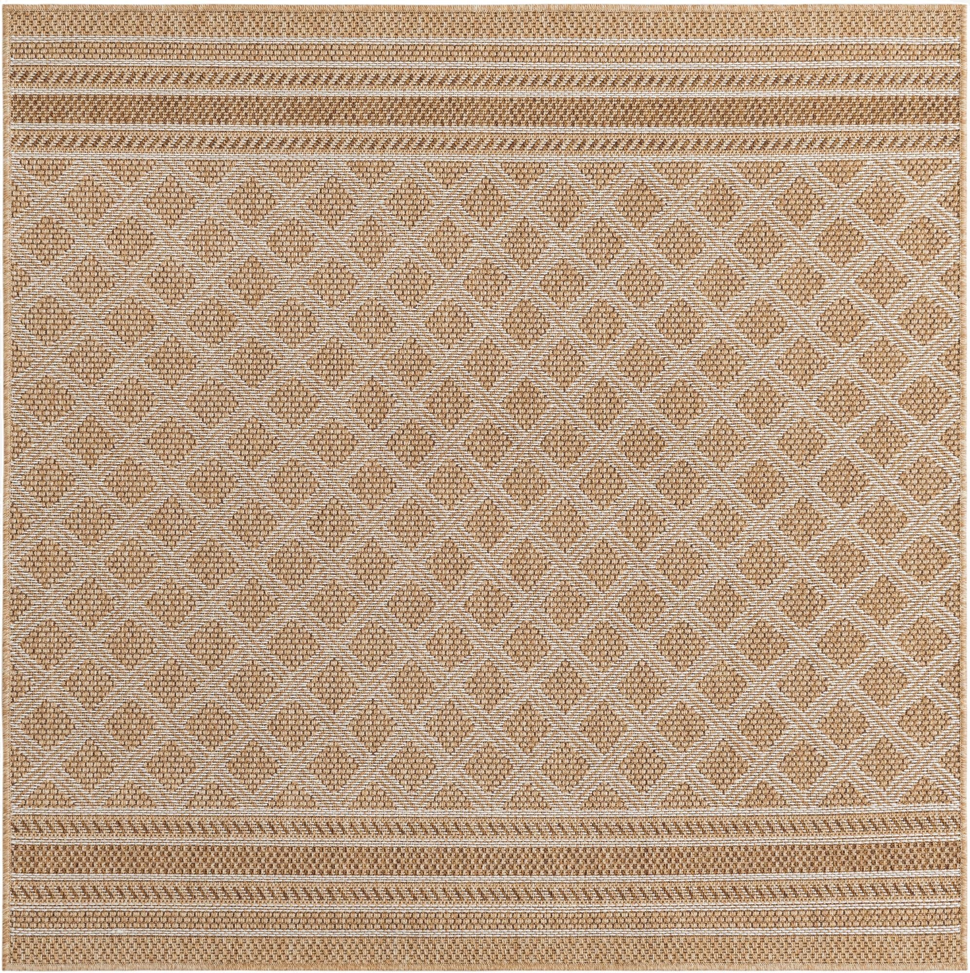 5' 1 x 5' 1 Washable Lattice Indoor / Outdoor Square Rug
