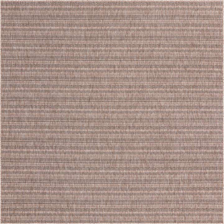 10' x 10' Easy-Clean Striped Indoor / Outdoor Square Rug