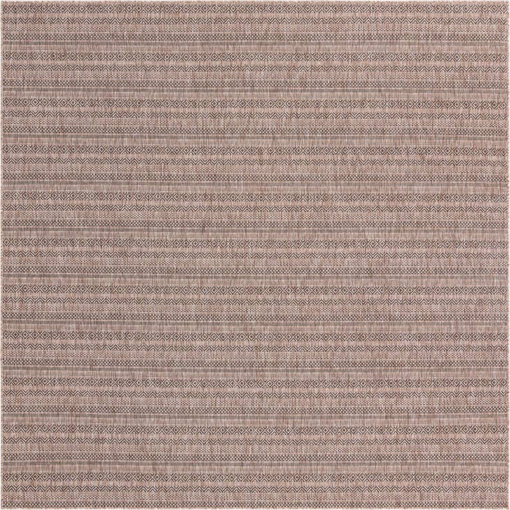 Detail image of 10' x 10' Easy-Clean Striped Indoor / Outdoor Square Rug