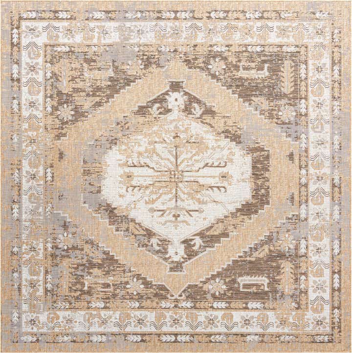 10' x 10' Easy-Clean Traditional Indoor / Outdoor Square Rug