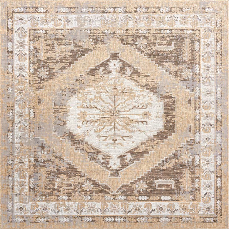 Detail image of 10' x 10' Easy-Clean Traditional Indoor / Outdoor Square Rug