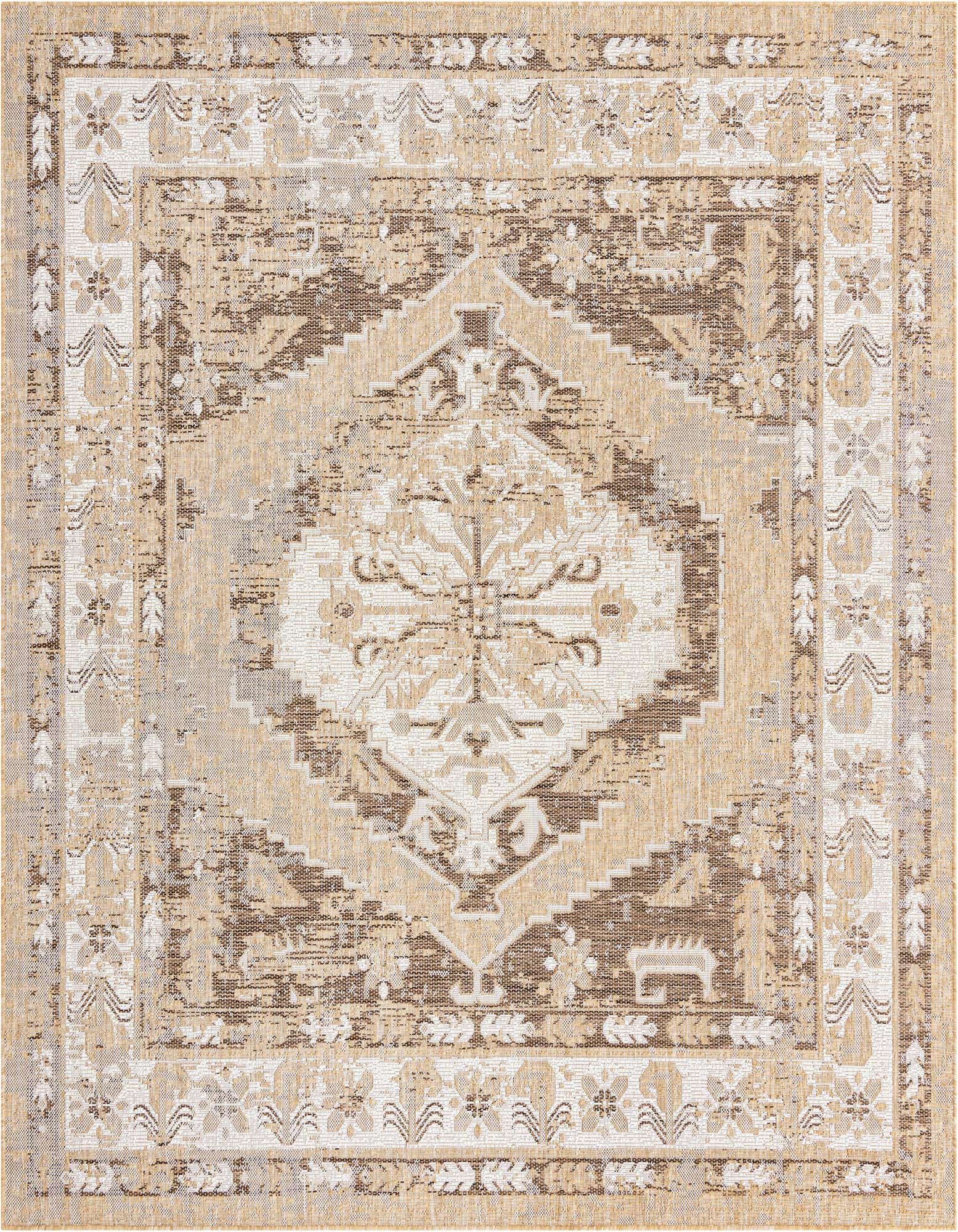 7' 10 x 7' 10 Easy-Clean Traditional Indoor / Outdoor Square Rug