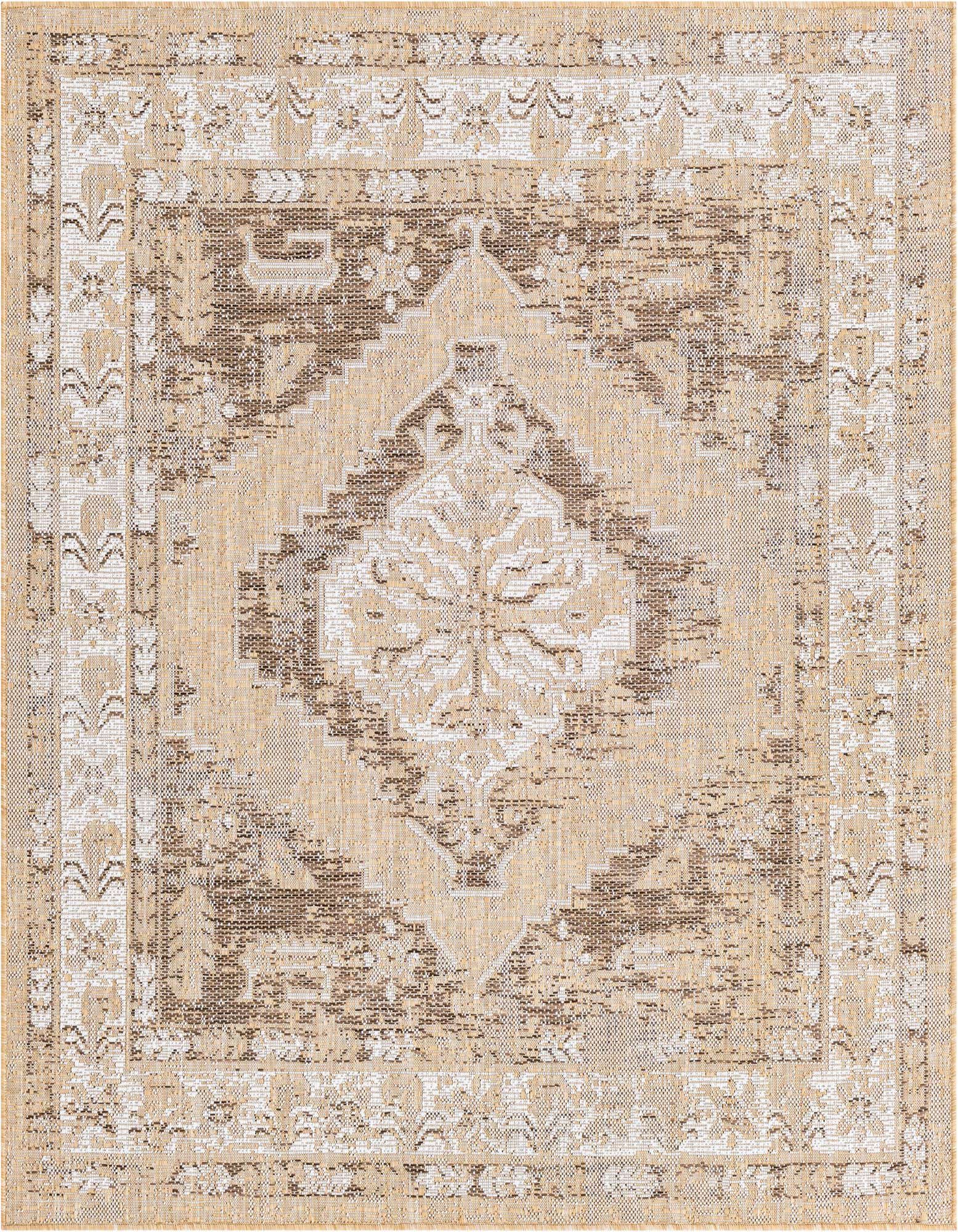 5' 3 x 5' 3 Easy-Clean Traditional Indoor / Outdoor Square Rug