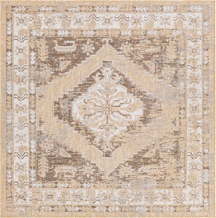 Detail image of 5' 3 x 5' 3 Easy-Clean Traditional Indoor / Outdoor Square Rug