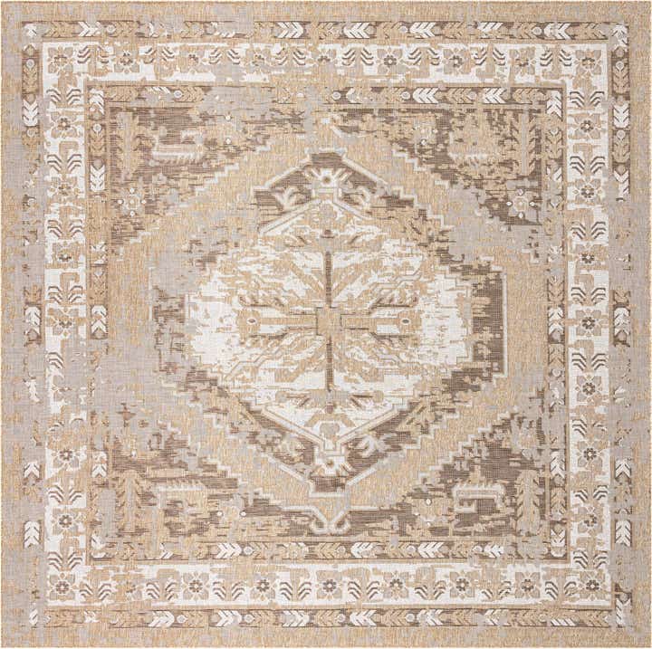 13' x 13' Easy-Clean Traditional Indoor / Outdoor Square Rug