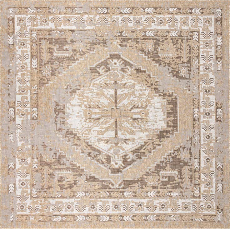 Detail image of 13' x 13' Easy-Clean Traditional Indoor / Outdoor Square Rug