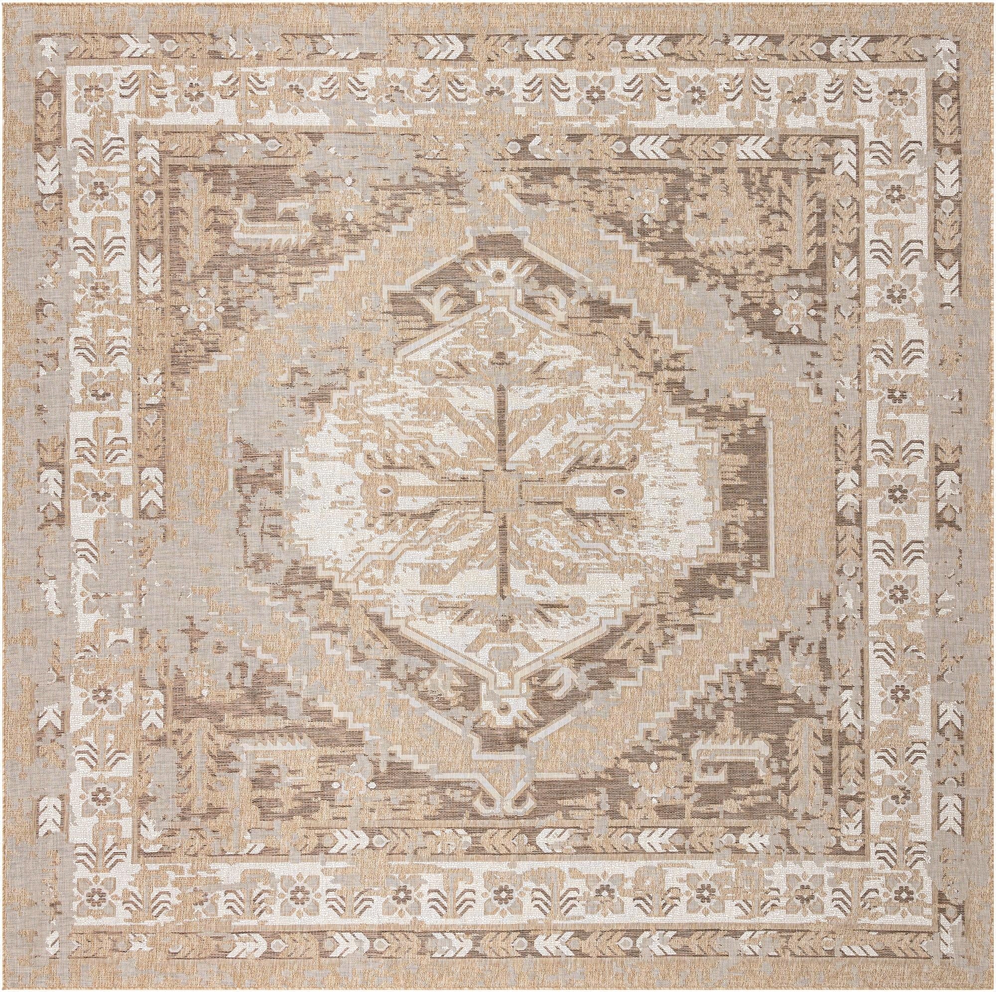 13' x 13'  Washable Traditional Indoor / Outdoor Square Rug