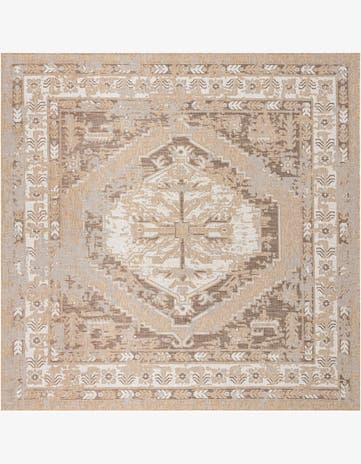 Natural Easy-Clean Traditional Indoor / Outdoor Square Rug