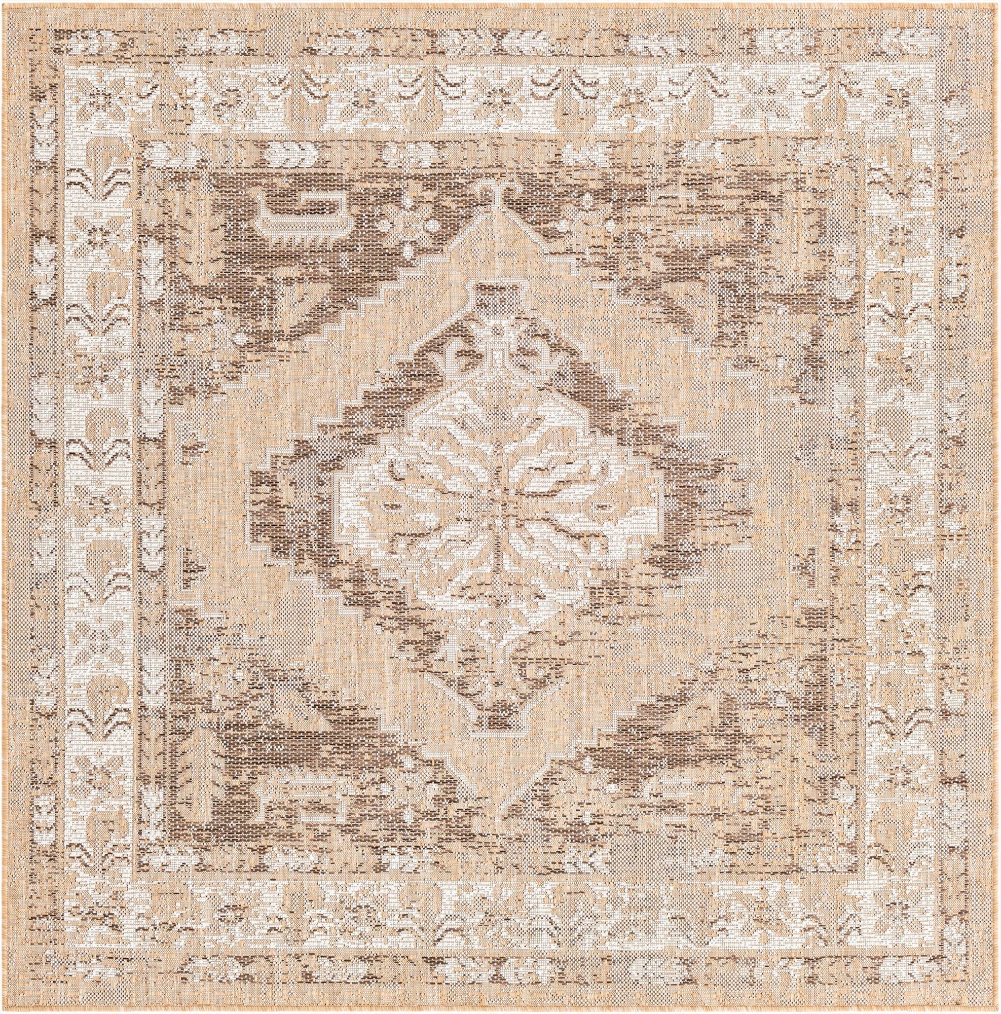 5' 3 x 5' 3  Washable Traditional Indoor / Outdoor Square Rug