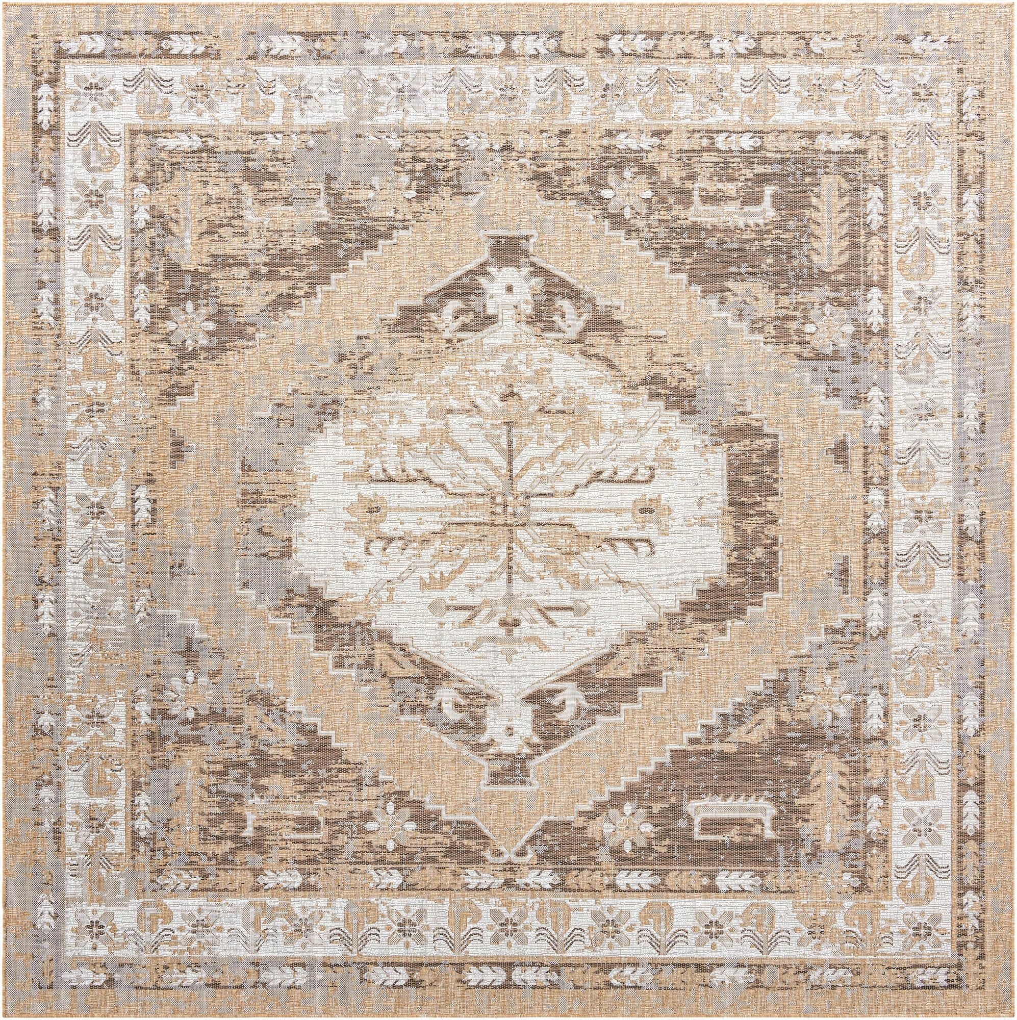 10' x 10'  Washable Traditional Indoor / Outdoor Square Rug