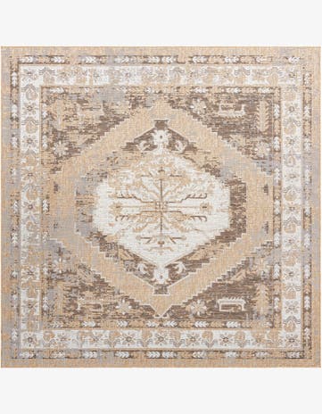 Natural Easy-Clean Traditional Indoor / Outdoor Square Rug