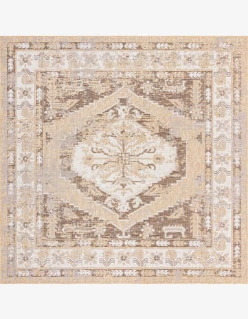 7' 10 x 7' 10 Easy-Clean Traditional Indoor / Outdoor Square Rug