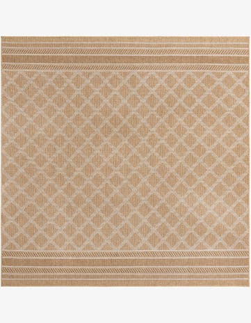 Natural Easy-Clean Trellis Indoor / Outdoor Square Rug