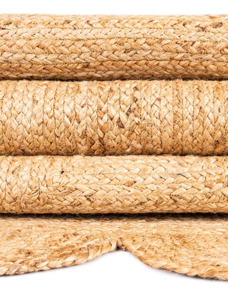 Detail image of 7' 10 x 7' 10 Hand Woven Scallop Braided Jute Square Rug