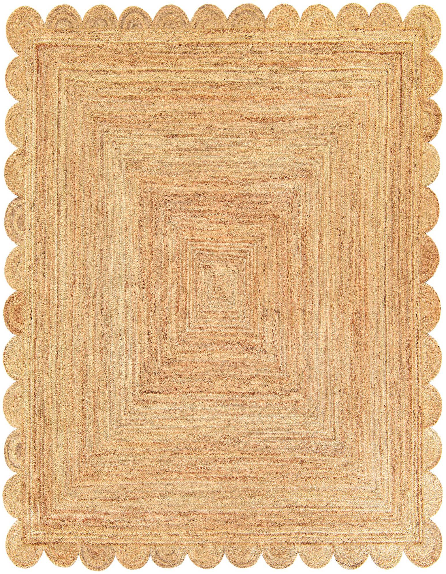 7' 10 x 7' 10 Hand Woven Scallop Braided Jute Square Rug