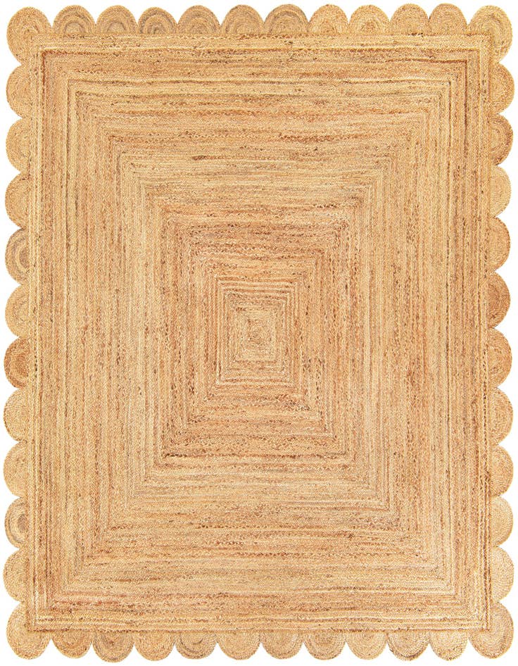 Detail image of 7' 10 x 7' 10 Hand Woven Scallop Braided Jute Square Rug