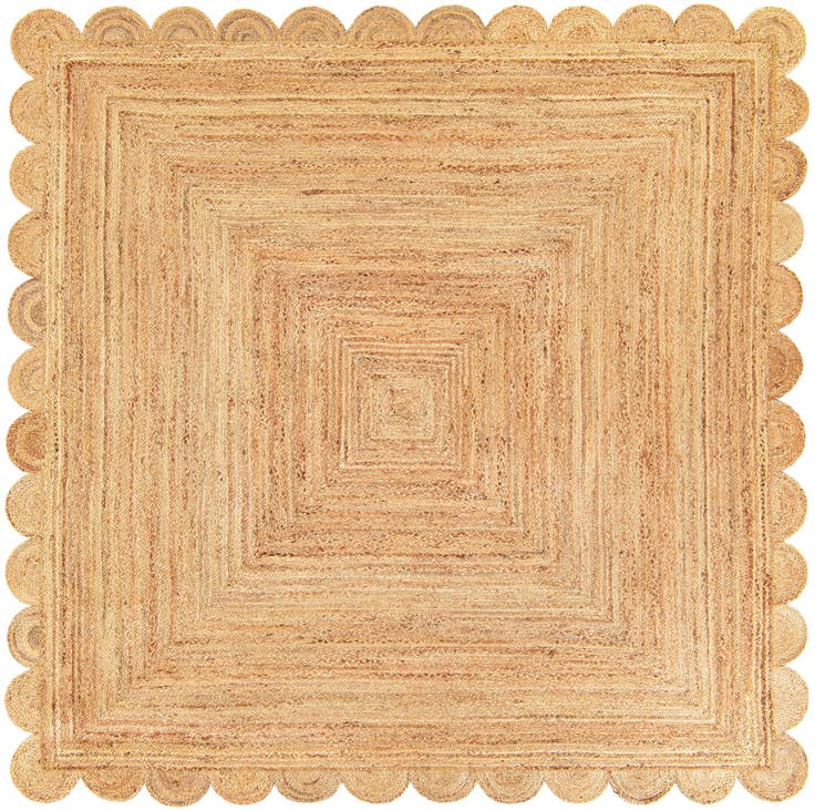 Detail image of 7' 10 x 7' 10 Hand Woven Scallop Braided Jute Square Rug